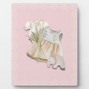 Boho Baby Girl Outfit with Elephant   Pink Nursery Plaque