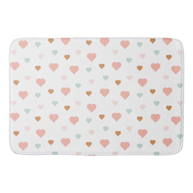 Boho baby girl pastel love hearts bath mat (Front)