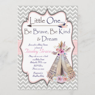 Boho Baby Girl Shower invitation, Tribal Invite