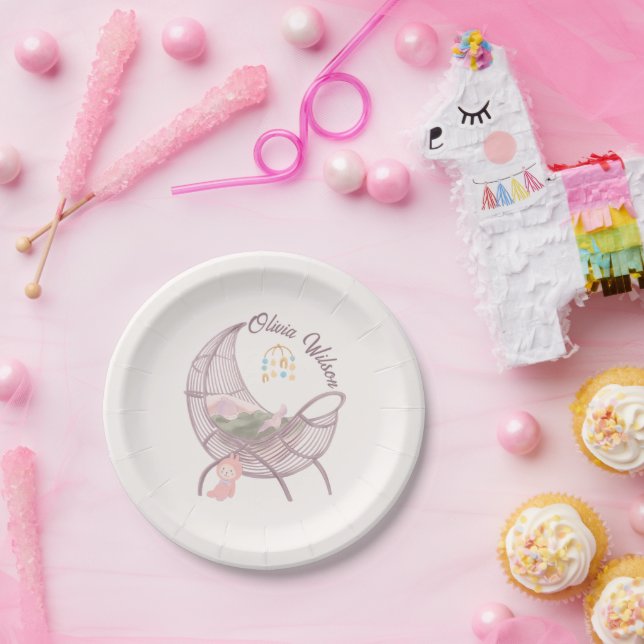 Boho Baby Girl Shower Paper Plates (Party)