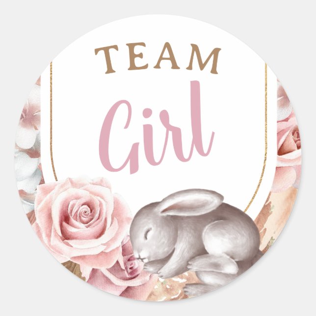 Boho Baby He or She Gender Reveal Guess Girl Classic Round Sticker (Front)