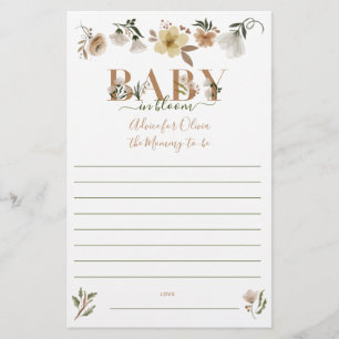 Boho Baby in Bloom Baby Shower Parent Advice Flyer