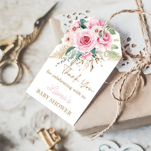 Boho Baby in Bloom Blush Pink Floral Baby Shower Gift Tags