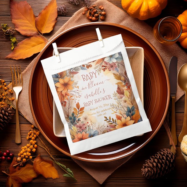 Boho Baby in Bloom Fall Floral Frame Baby Shower Favour Bags (Boho Baby in Bloom Fall | Autumn Floral Frame Baby Shower Favor Bag)