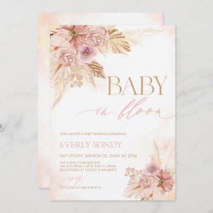 Boho Baby in Bloom Pampas Baby Shower Party Invite