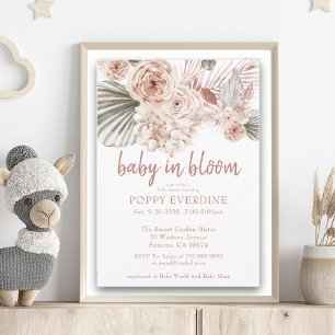 Boho Baby In Bloom Pampas Grass Girl Baby Shower I Invitation