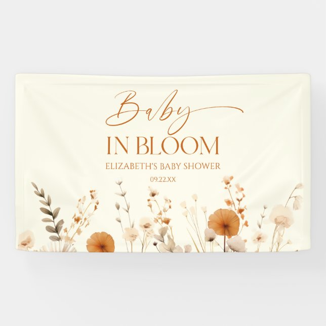 Boho Baby In Bloom Wildflower Baby Shower Banner (Horizontal)