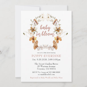 Boho Baby In Bloom Wildflowers Baby Shower Invitation