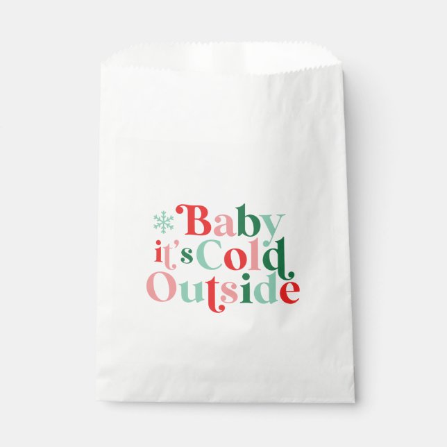 Boho Baby It's Cold Outside Christmas retro font Favour Bags (Front)