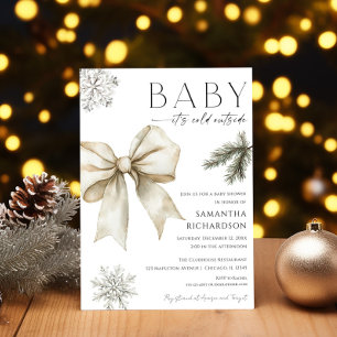 Boho Baby it's cold outside coquette bow shower Invitation