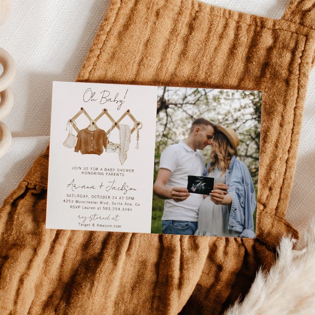 Boho Baby Neutral Shower Couple Photo Invitation (Creator Uploaded)