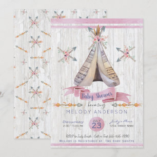 Boho  Baby Pink Girl Baby Shower Invitation