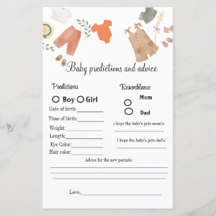 Boho Baby  predictions and advice baby shower game
