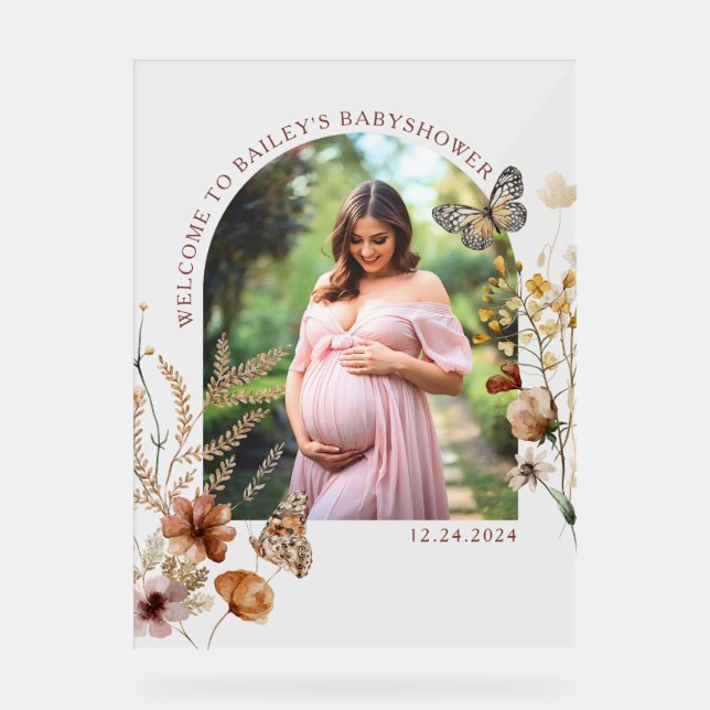 Boho baby shower Acrylic Sign  (Front)