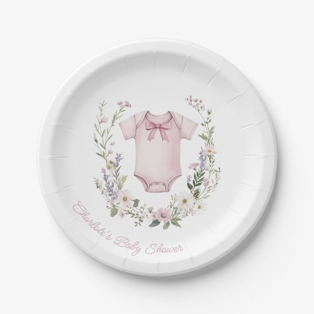 Boho Baby Shower Baby Girl Paper Plate (Front)