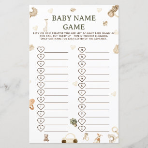Boho Baby Shower Baby Name Race Game 