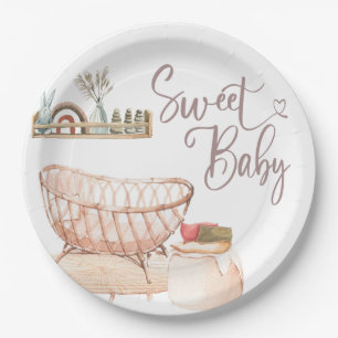 BOHO BABY SHOWER, BABY SHOWER, OH BABY INVITATION  PAPER PLATE