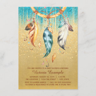 Boho Baby Shower Boy Girl Tribal Dream Catcher Invitation