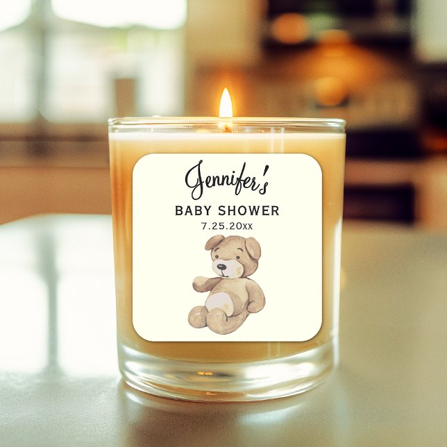 Boho Baby Shower Brown Bear 3-in Candle Sticker (Creator Uploaded)