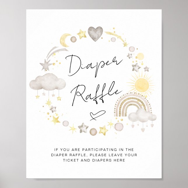 Boho Baby Shower Diaper Raffle Sign (Front)