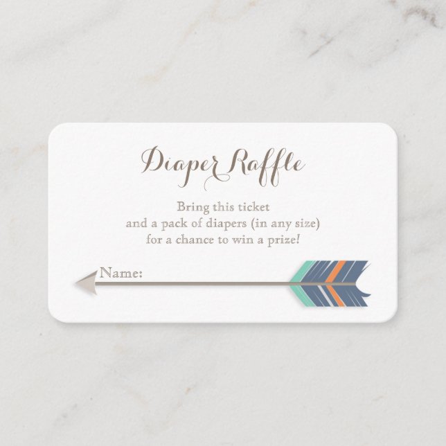 Boho Baby Shower Diaper Raffle Ticket Navy Orange Enclosure Card (Front)
