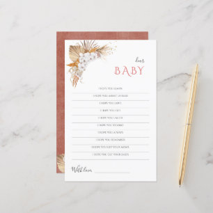 Boho Baby Shower Game Dear Baby Wishes Card