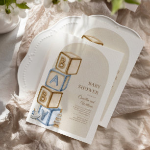 Boho Baby Shower, Gender Neutral, Letter Blocks Invitation