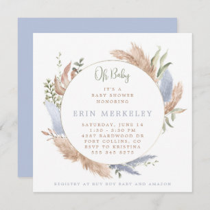 Boho Baby Shower Invitation for Baby Boy
