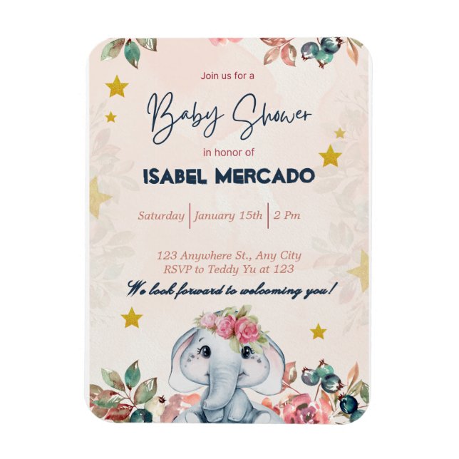 Boho Baby Shower Invitation – Modern & Stylish Magnet (Vertical)