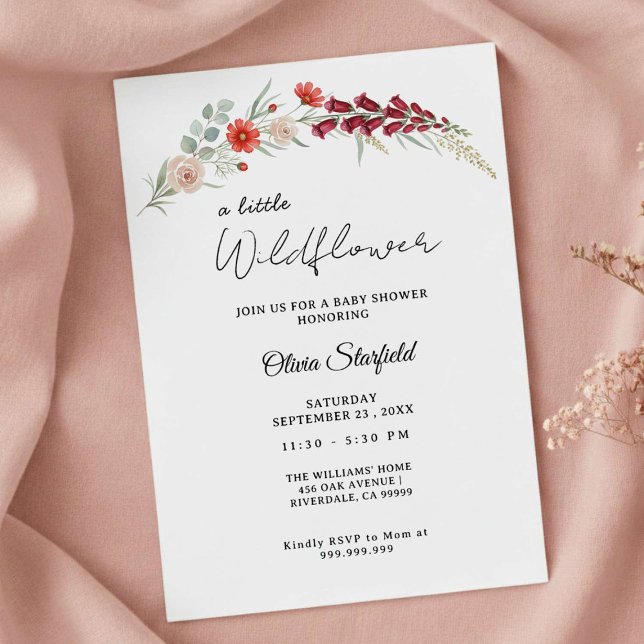 Boho Baby Shower Invitation red floral watercolor (Creator Uploaded)