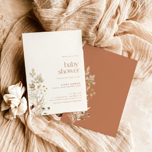 Boho Baby Shower Invite   Modern Floral Bridal