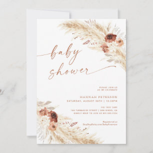 Boho Baby Shower Invite Pampas Grass Baby Invite