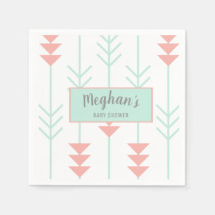 Boho Baby Shower   Mint Green and Peach Arrow Napkin