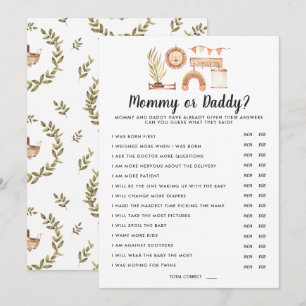 Boho Baby Shower   Mummy or Daddy Game Invitation