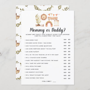 Boho Baby Shower   Mummy or Daddy Game Invitation