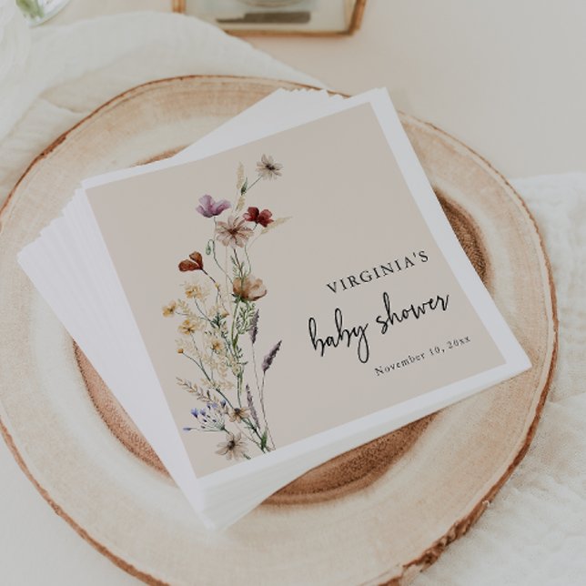 Boho Baby Shower Napkin (Boho Wildflower Baby Shower Napkins by Painted Paperie
)