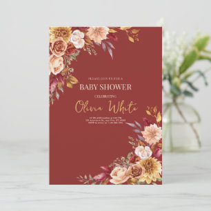 Boho Baby Shower Pampas Grass Floral Baby shower Invitation
