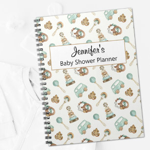 Boho Baby Shower Planner-Keepsake Vintage Toys Notebook