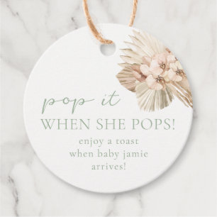 Boho Baby Shower Pop It When She Pops Favour Tags