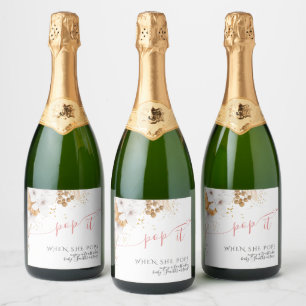 Boho Baby Shower Pop It When She Pops Sparkling Wine Label