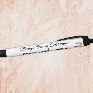 Boho Baby Shower Teddy Bear Favours Black Ink Pen