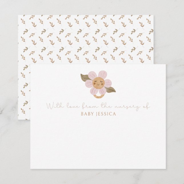 Boho Baby Shower thank you card  – cute Floral  (Front/Back)