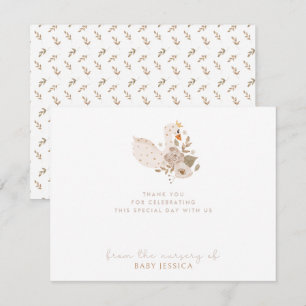 Boho Baby Shower thank you card – Swan & Floral