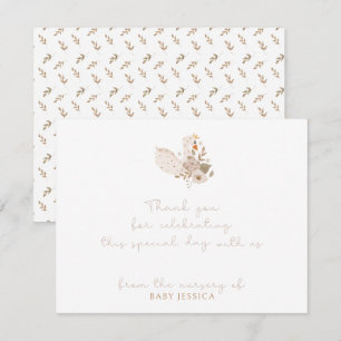 Boho Baby Shower thank you card – Swan & Floral