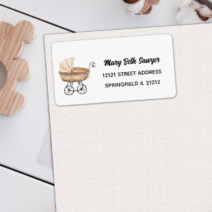 Boho Baby Shower Vintage Buggy Address Label