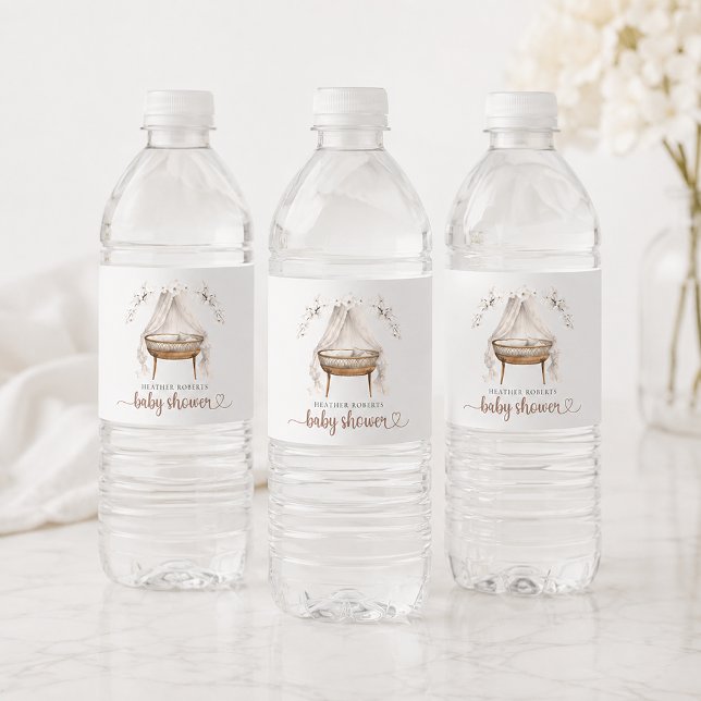 Boho Baby Shower Water Bottle Labels Neutral (water bottle labels)