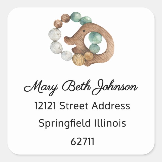 Boho Baby Shower Watercolor 1.5-in Address Sticker (Front)