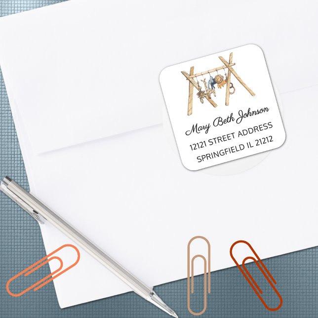 Boho Baby Shower Watercolor 1.5-in Address Sticker (Creator Uploaded)