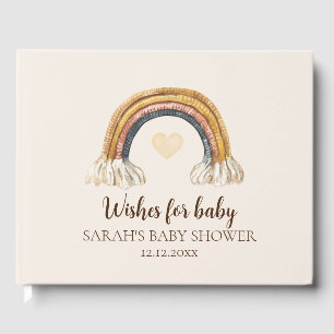 Boho Baby Shower Watercolor Rainbow Guest Book