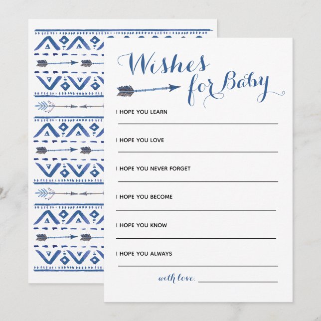 Boho Baby Shower Wishes For Baby Invitation (Front/Back)